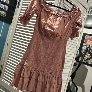 Simplee Apparel Ruffled Pink Mini Dress
